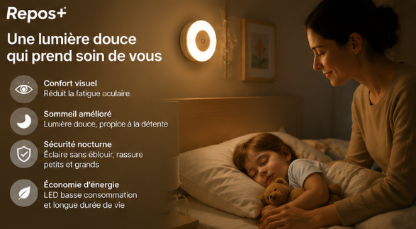 Veilleuse Tactile Repos+ | Lumière Douce pour un Sommeil Apaisé