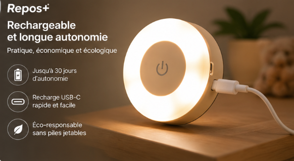 Veilleuse Tactile Repos+ | Lumière Douce pour un Sommeil Apaisé