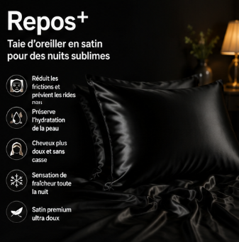 Taie d'Oreiller Satin Repos+ | Douceur pour vos Nuits