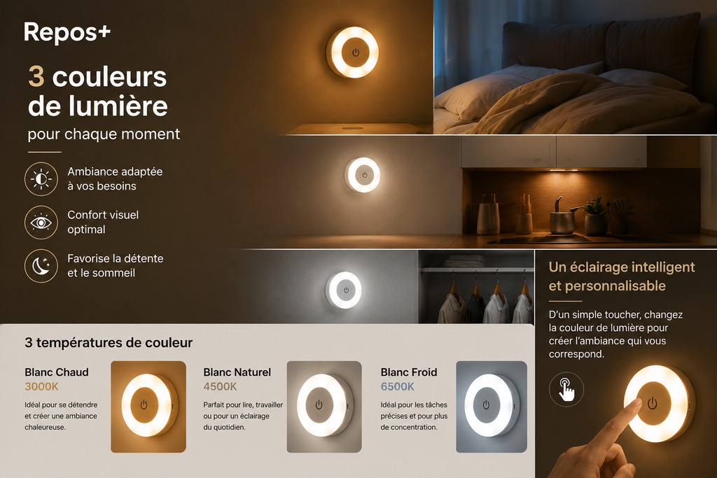 Veilleuse Tactile Repos+ | Lumière Douce pour un Sommeil Apaisé