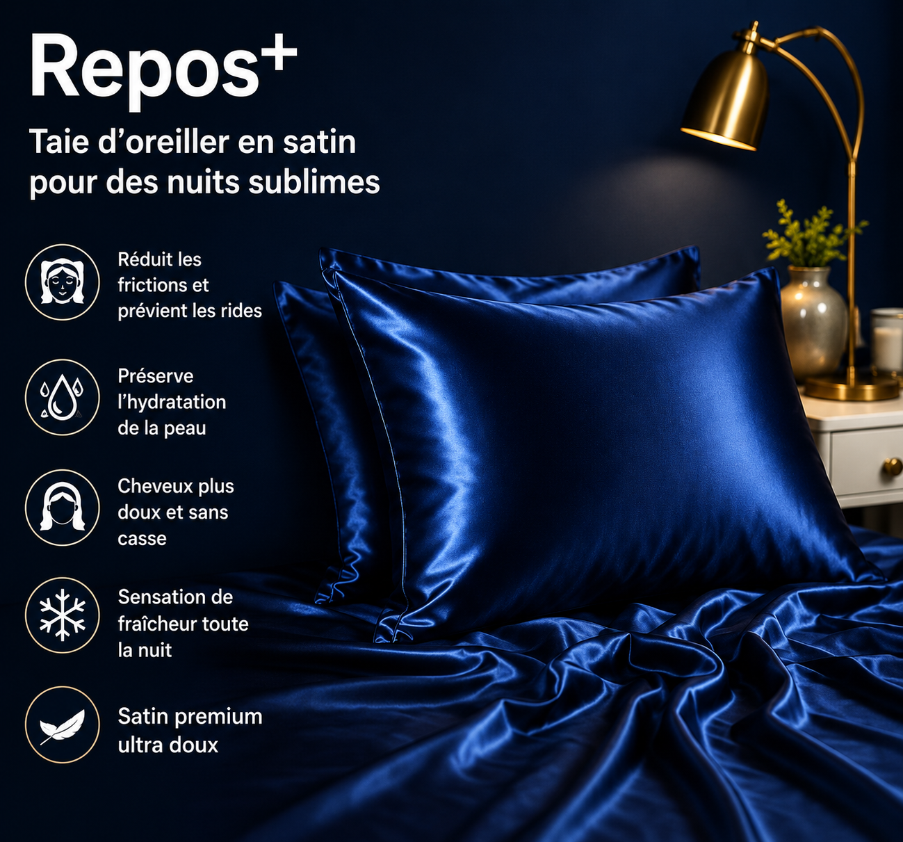 Taie d'Oreiller Satin Repos+ | Douceur pour vos Nuits